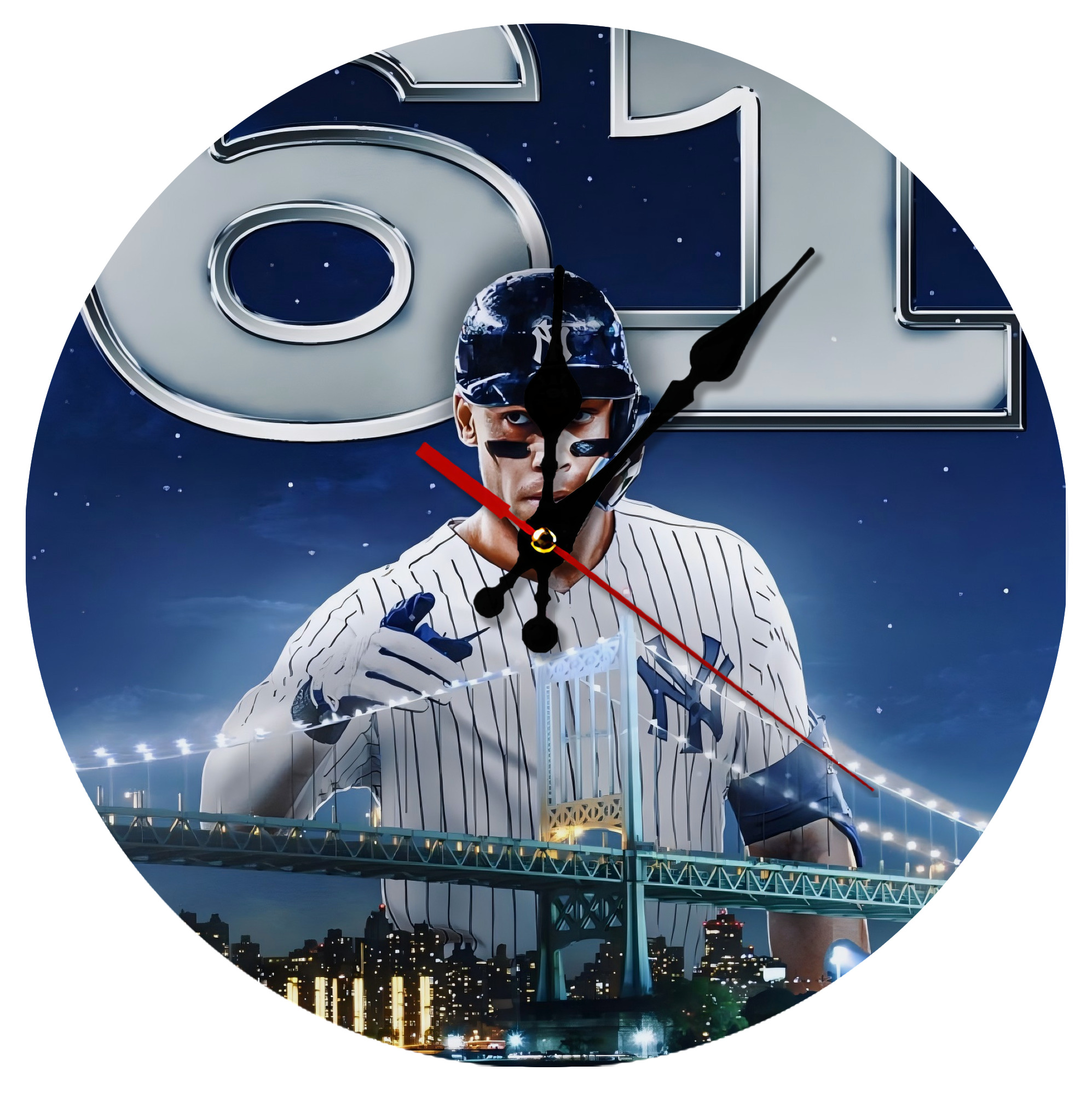 Aaron Judge 61 Home Runs Silent Round Wall Clock – Modern & Stylish DIY Design, Durable Wood Construction, Easy To Install – Perfect For Office, Bedroom, Living Room, And More